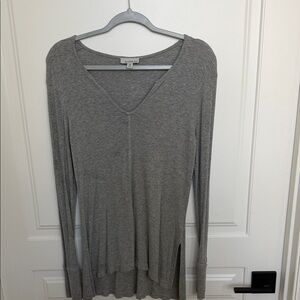 Allison Joy Gray V-Neck Long Sleeve Top